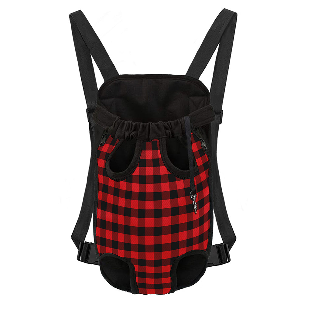 Red And Black Check Pattern Print Pet Carrier Backpack