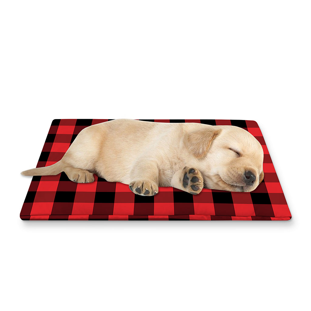 Red And Black Check Pattern Print Pet Cooling Mat Cover
