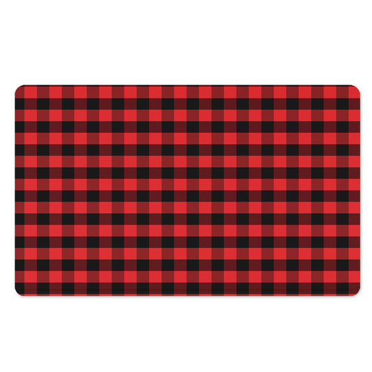 Red And Black Check Pattern Print Polyester Doormat