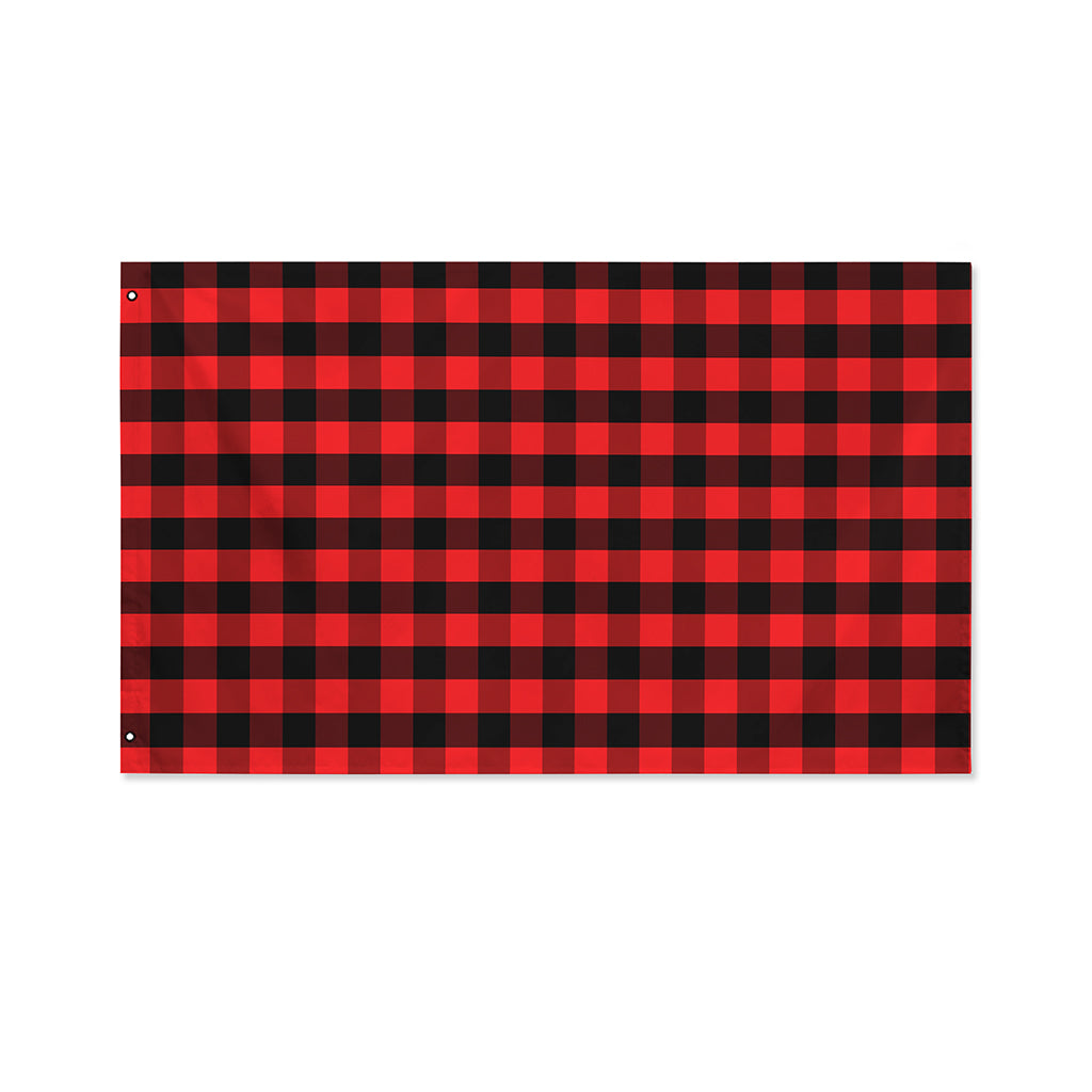 Red And Black Check Pattern Print Polyester Flag
