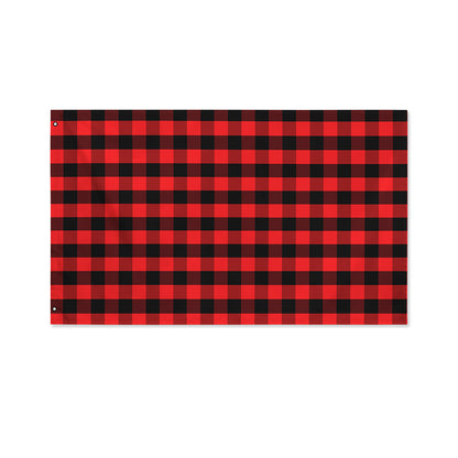 Red And Black Check Pattern Print Polyester Flag