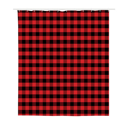 Red And Black Check Pattern Print Polyester Shower Curtain
