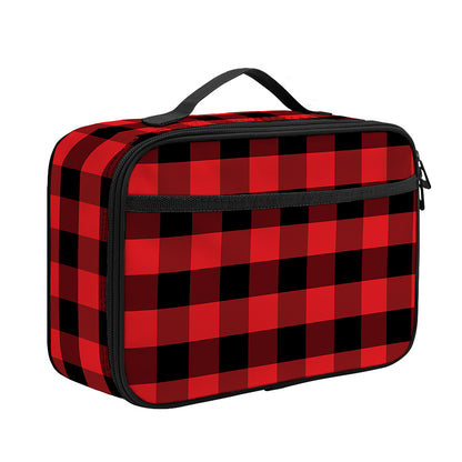 Red And Black Check Pattern Print Portable Lunch Bag