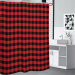 Red And Black Check Pattern Print Premium Shower Curtain