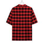 Red And Black Check Pattern Print Rayon Hawaiian Shirt