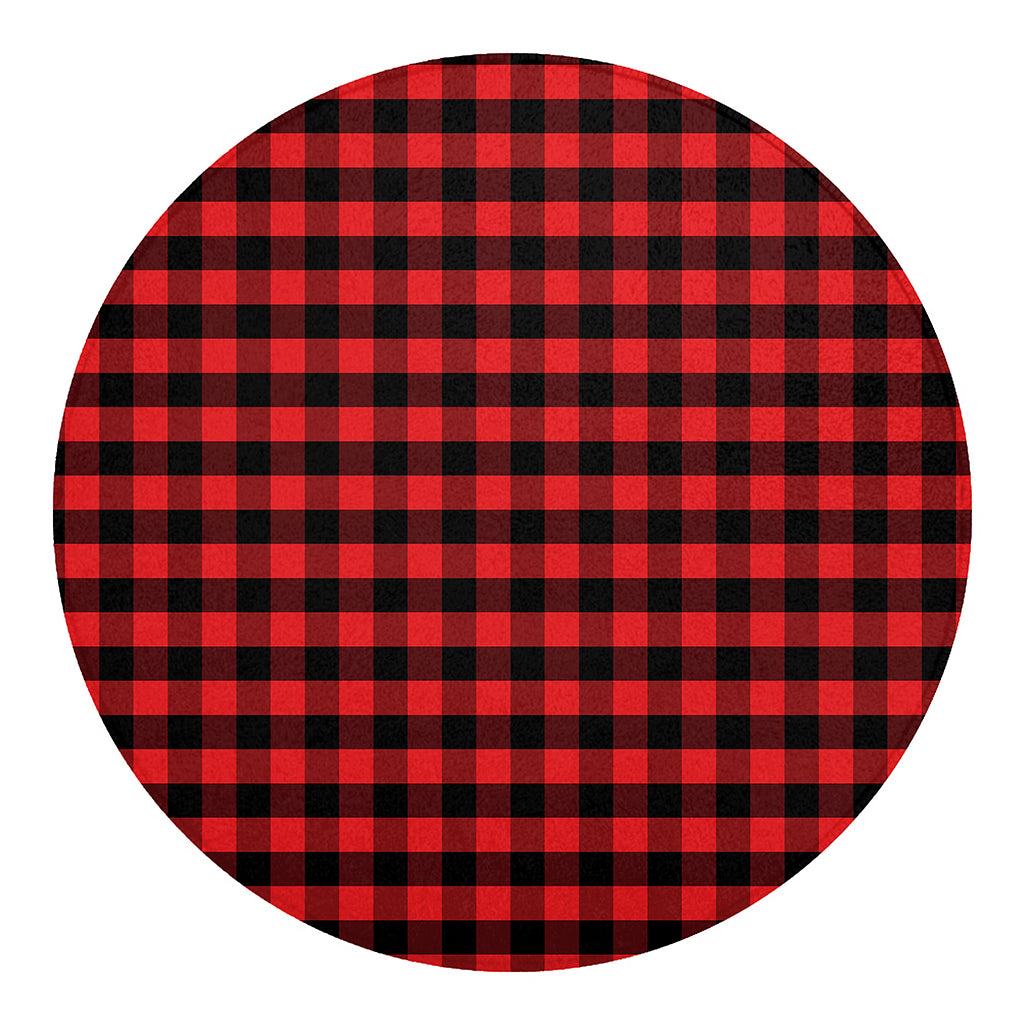 Red And Black Check Pattern Print Round Blanket