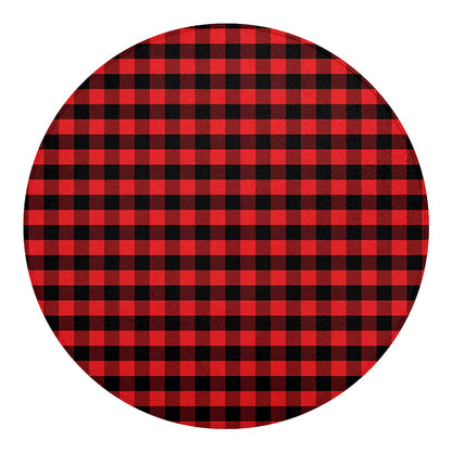 Red And Black Check Pattern Print Round Blanket