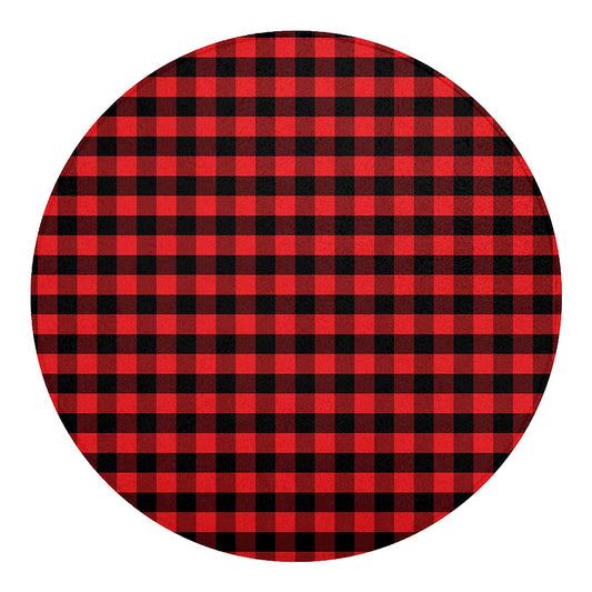 Red And Black Check Pattern Print Round Blanket