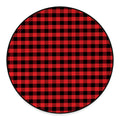 Red And Black Check Pattern Print Round Floor Mat