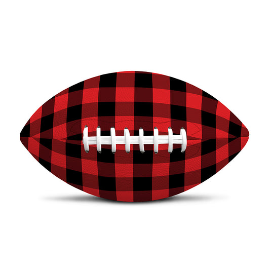 Red And Black Check Pattern Print Rugby Ball