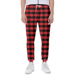 Red And Black Check Pattern Print Scuba Joggers