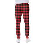 Red And Black Check Pattern Print Scuba Joggers