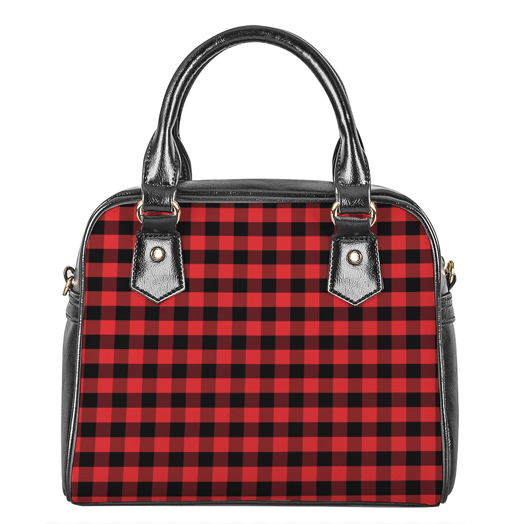 Red And Black Check Pattern Print Shoulder Handbag