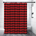 Red And Black Check Pattern Print Shower Curtain
