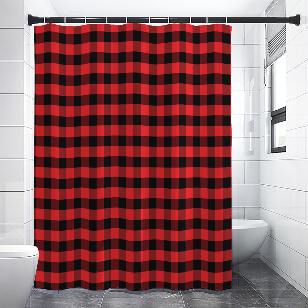 Red And Black Check Pattern Print Shower Curtain