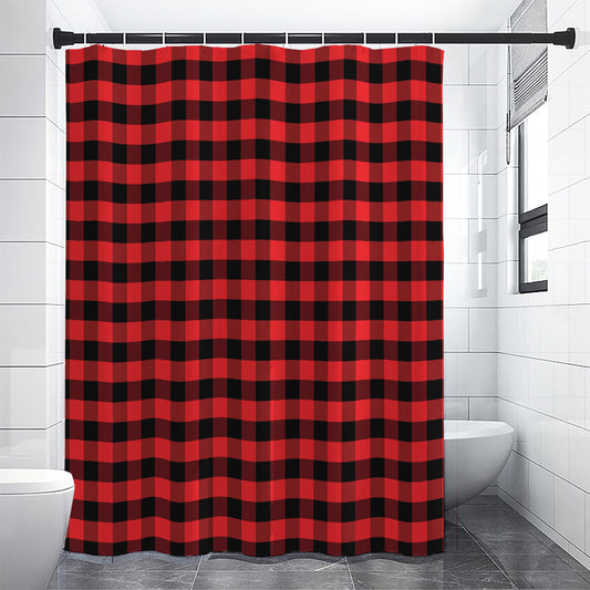 Red And Black Check Pattern Print Shower Curtain