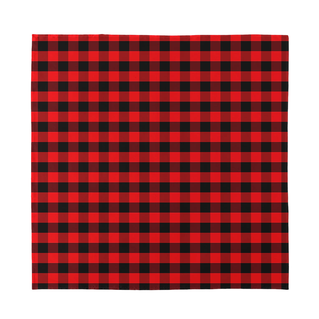 Red And Black Check Pattern Print Silk Bandana