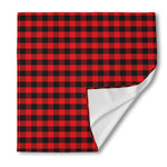 Red And Black Check Pattern Print Silk Bandana