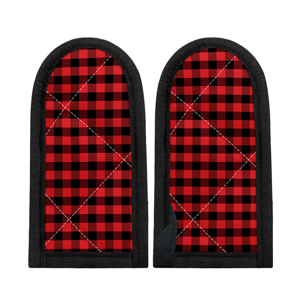 Red And Black Check Pattern Print Skillet Handle Cover