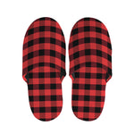 Red And Black Check Pattern Print Slippers