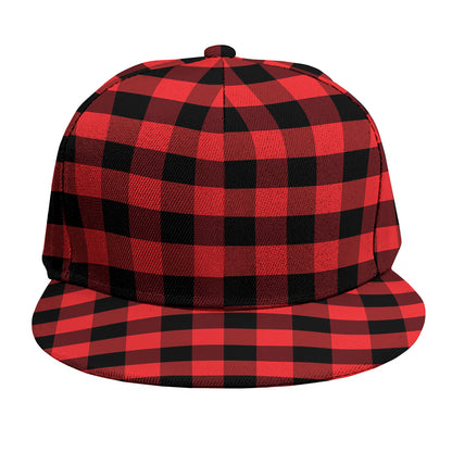 Red And Black Check Pattern Print Snapback Cap