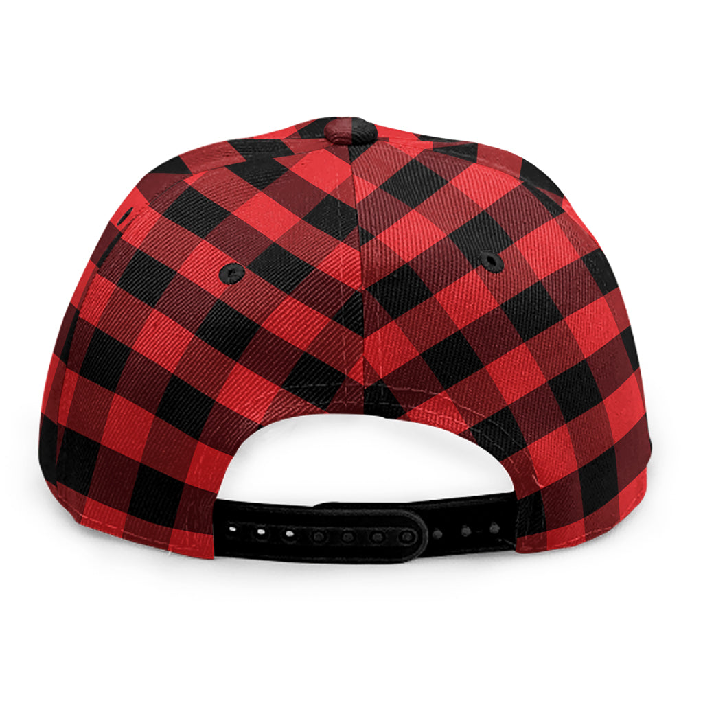 Red And Black Check Pattern Print Snapback Cap