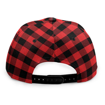 Red And Black Check Pattern Print Snapback Cap