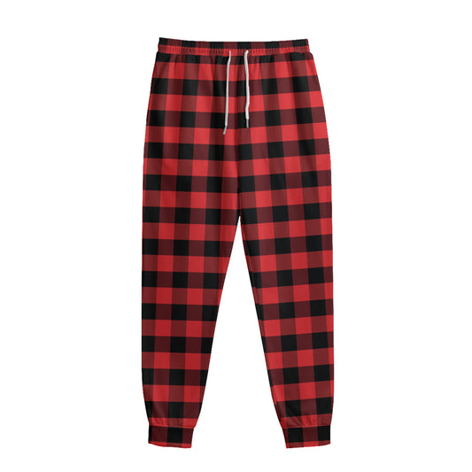 Red And Black Check Pattern Print Sweatpants