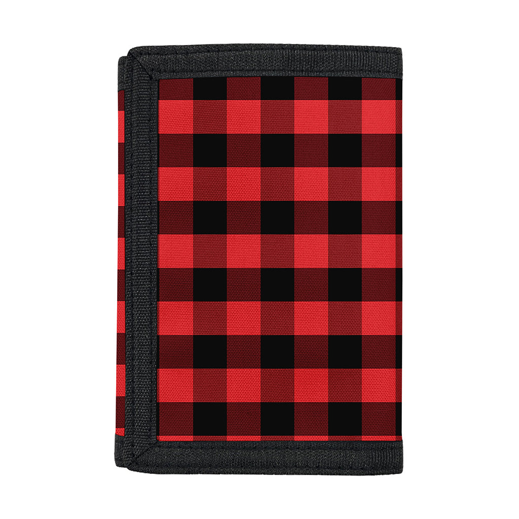 Red And Black Check Pattern Print Trifold Wallet