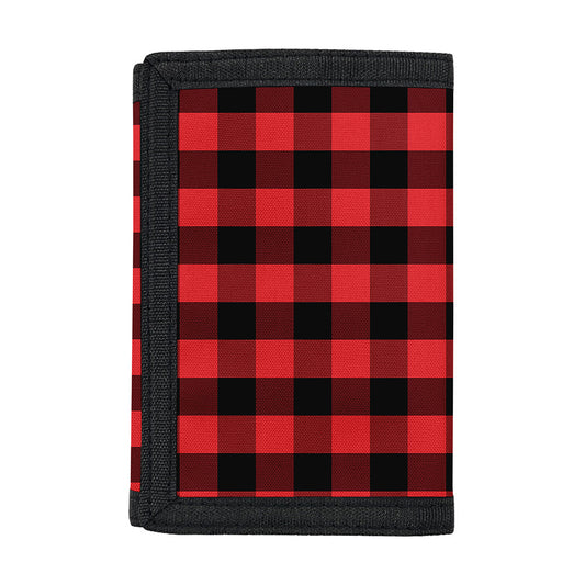 Red And Black Check Pattern Print Trifold Wallet