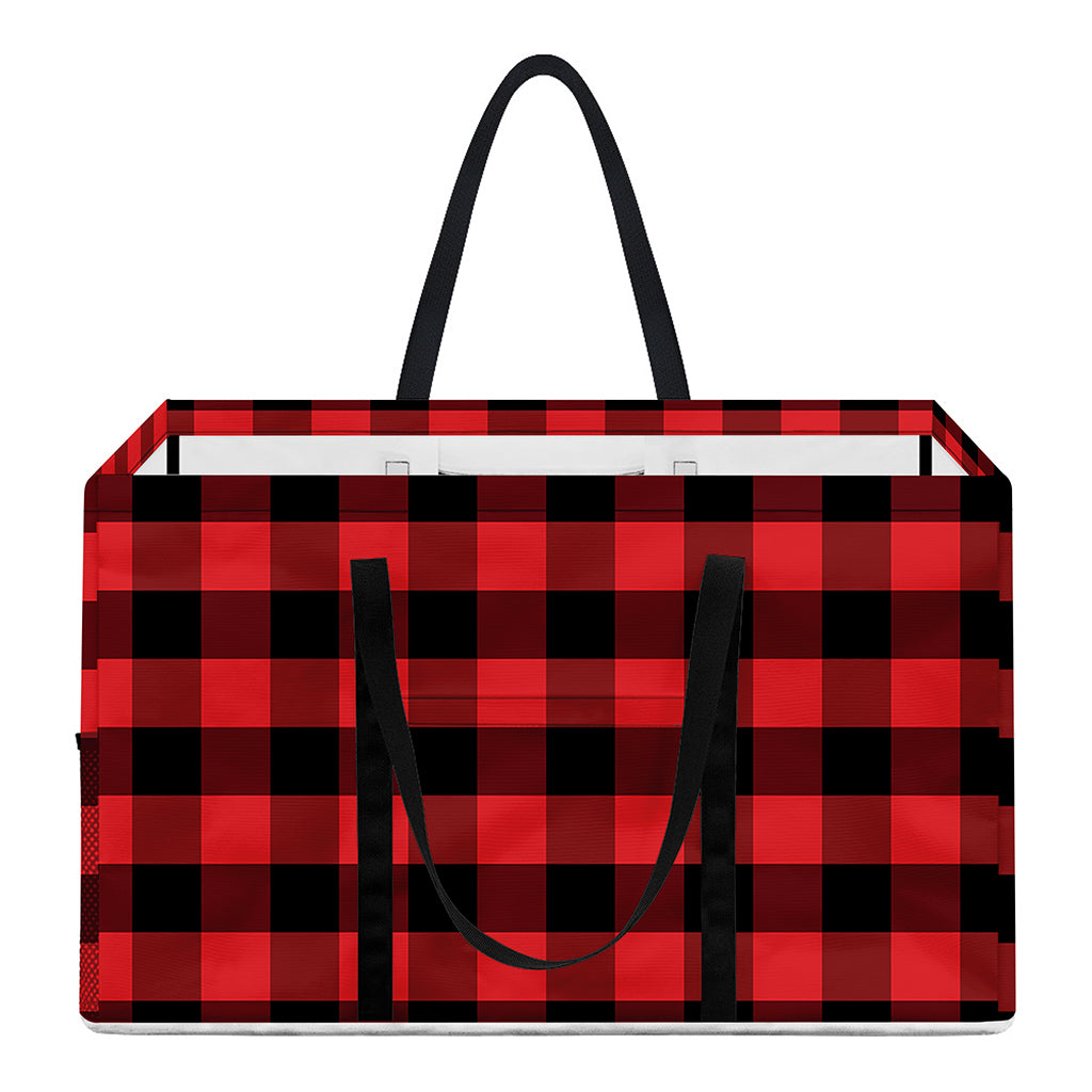 Red And Black Check Pattern Print Utility Tote Bag