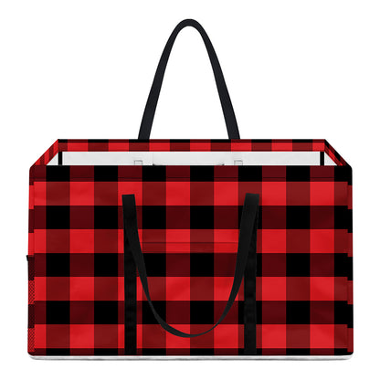 Red And Black Check Pattern Print Utility Tote Bag
