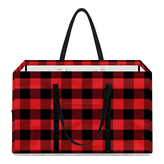 Red And Black Check Pattern Print Utility Tote Bag