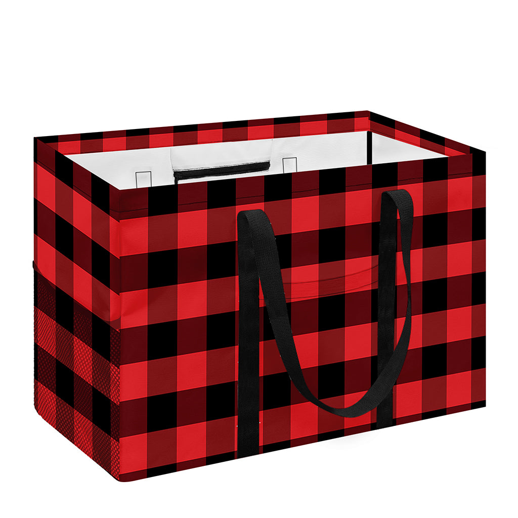 Red And Black Check Pattern Print Utility Tote Bag