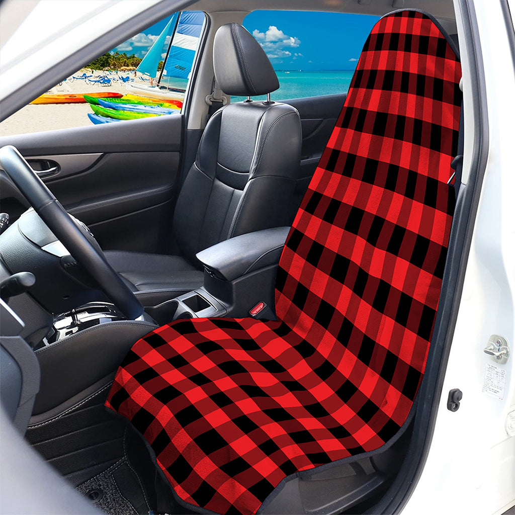 Red And Black Check Pattern Print Waterproof Car Seat Cover