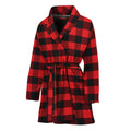 Red And Black Check Pattern Print Women's Bathrobe