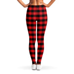 Red And Black Check Pattern Print Women's Leggings