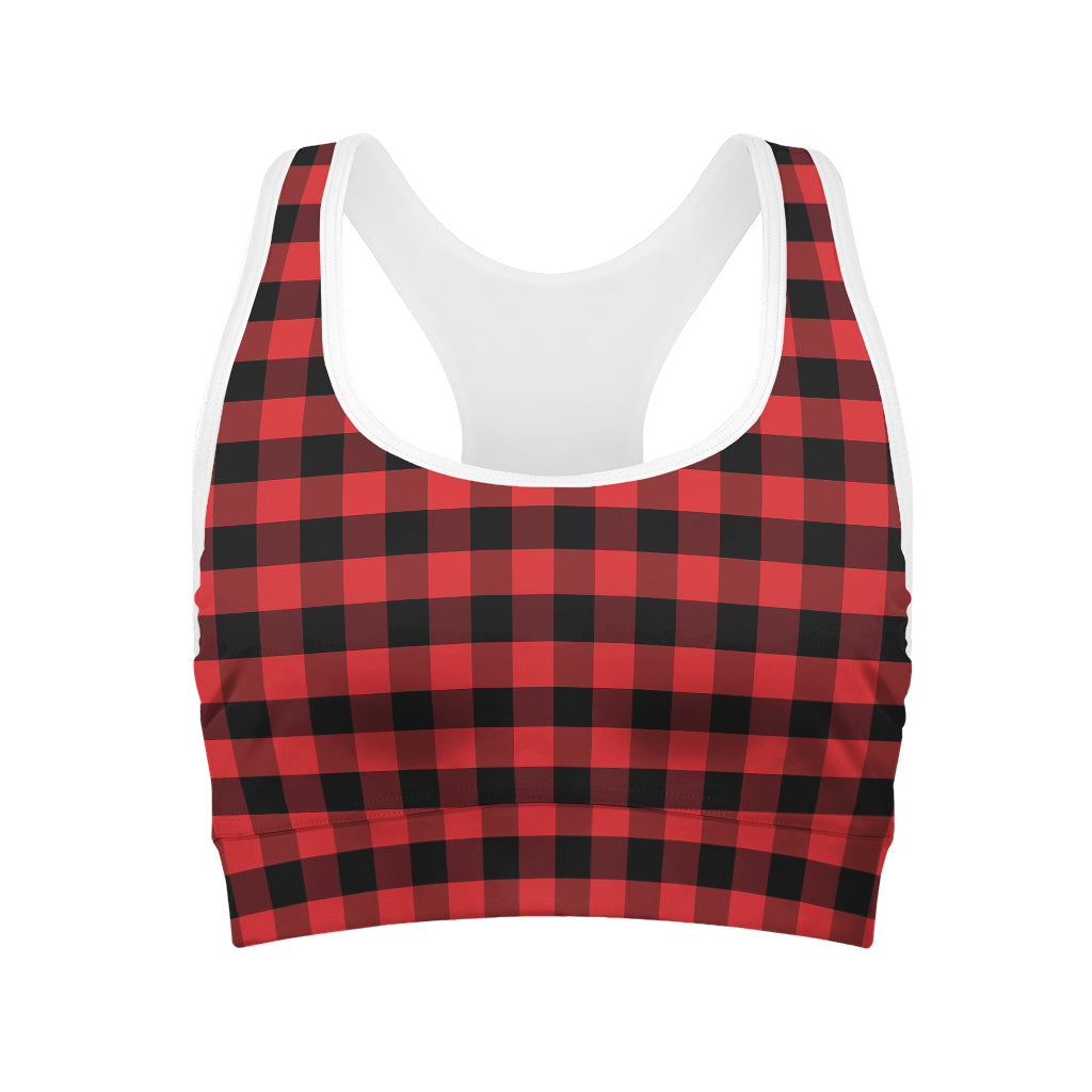 Red And Black Check Pattern Print Women's Sports Bra