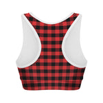 Red And Black Check Pattern Print Women's Sports Bra