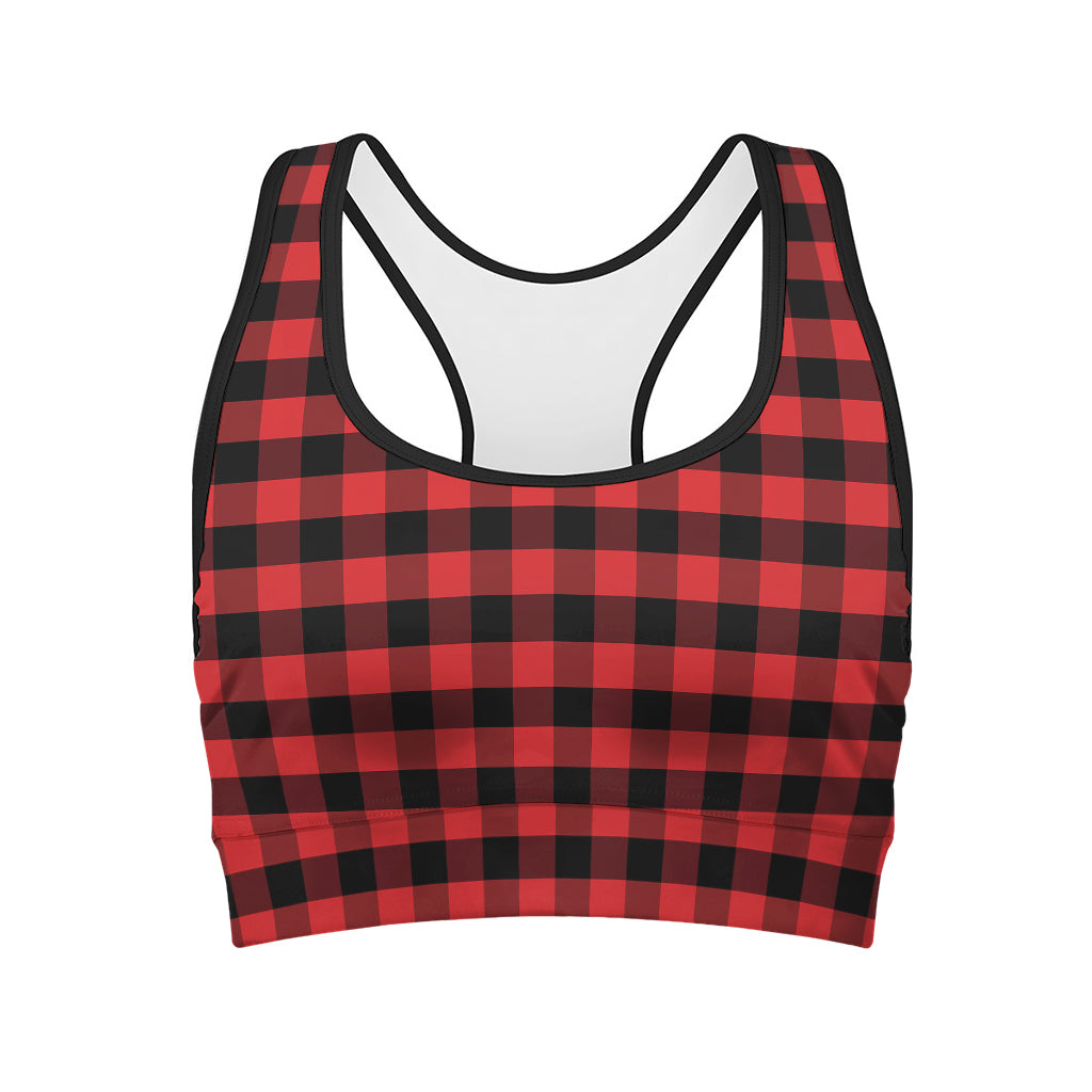 Red And Black Check Pattern Print Women's Sports Bra