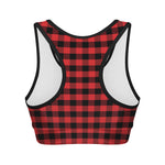 Red And Black Check Pattern Print Women's Sports Bra