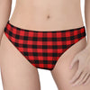 Red And Black Check Pattern Print Women's Thong