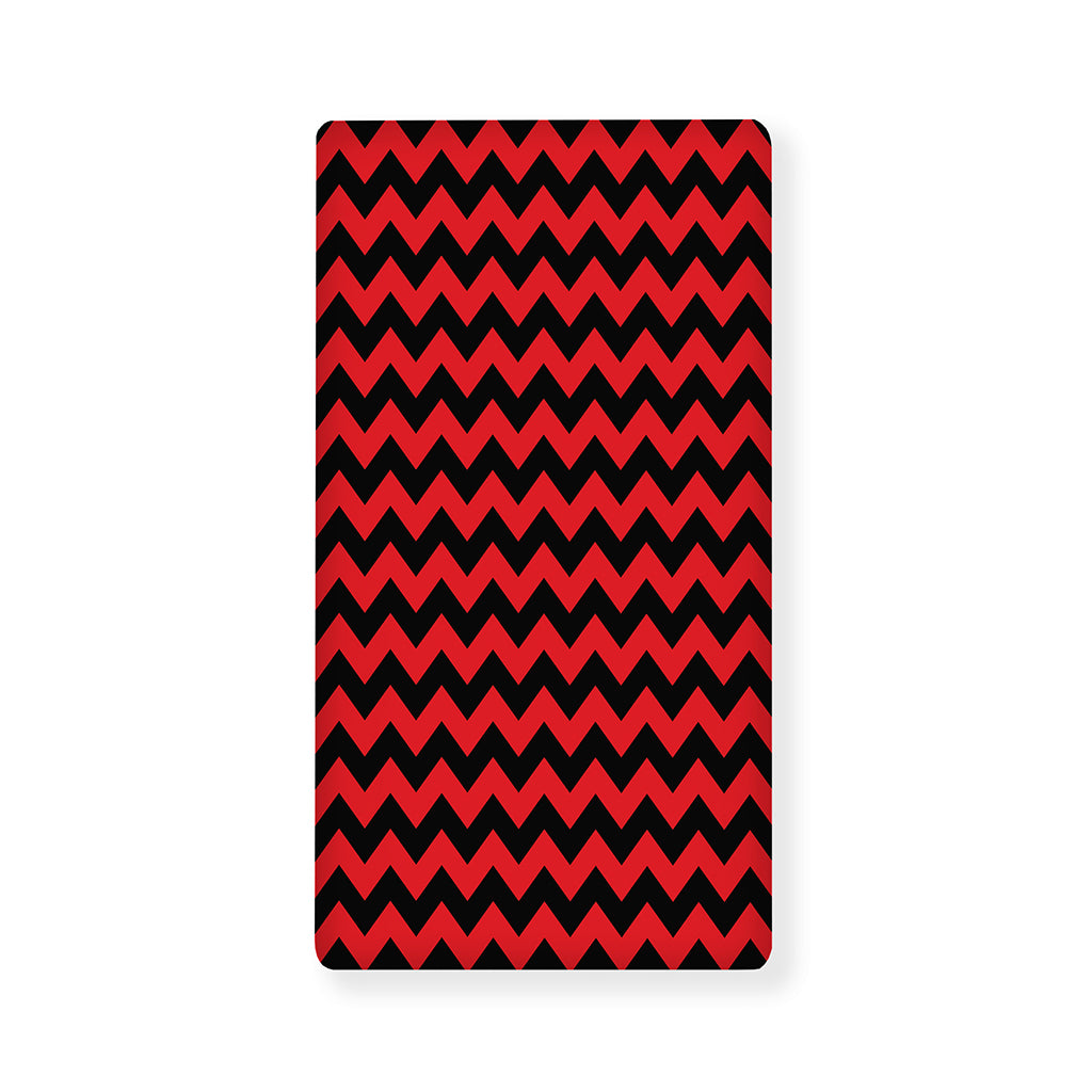 Red And Black Chevron Pattern Print Baby Crib Sheet