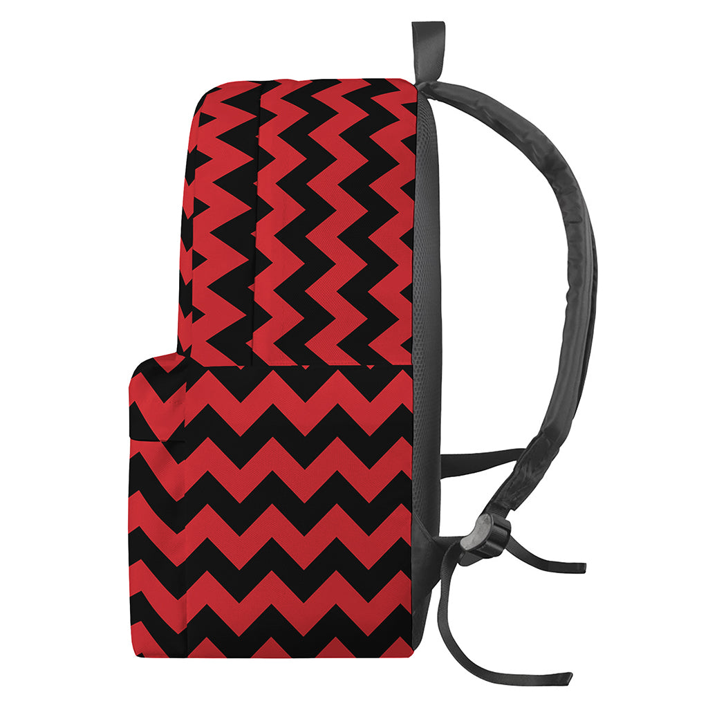 Red And Black Chevron Pattern Print Backpack