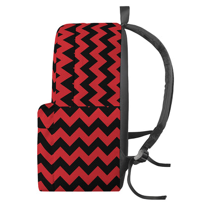 Red And Black Chevron Pattern Print Backpack