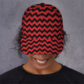 Red And Black Chevron Pattern Print Baseball Cap
