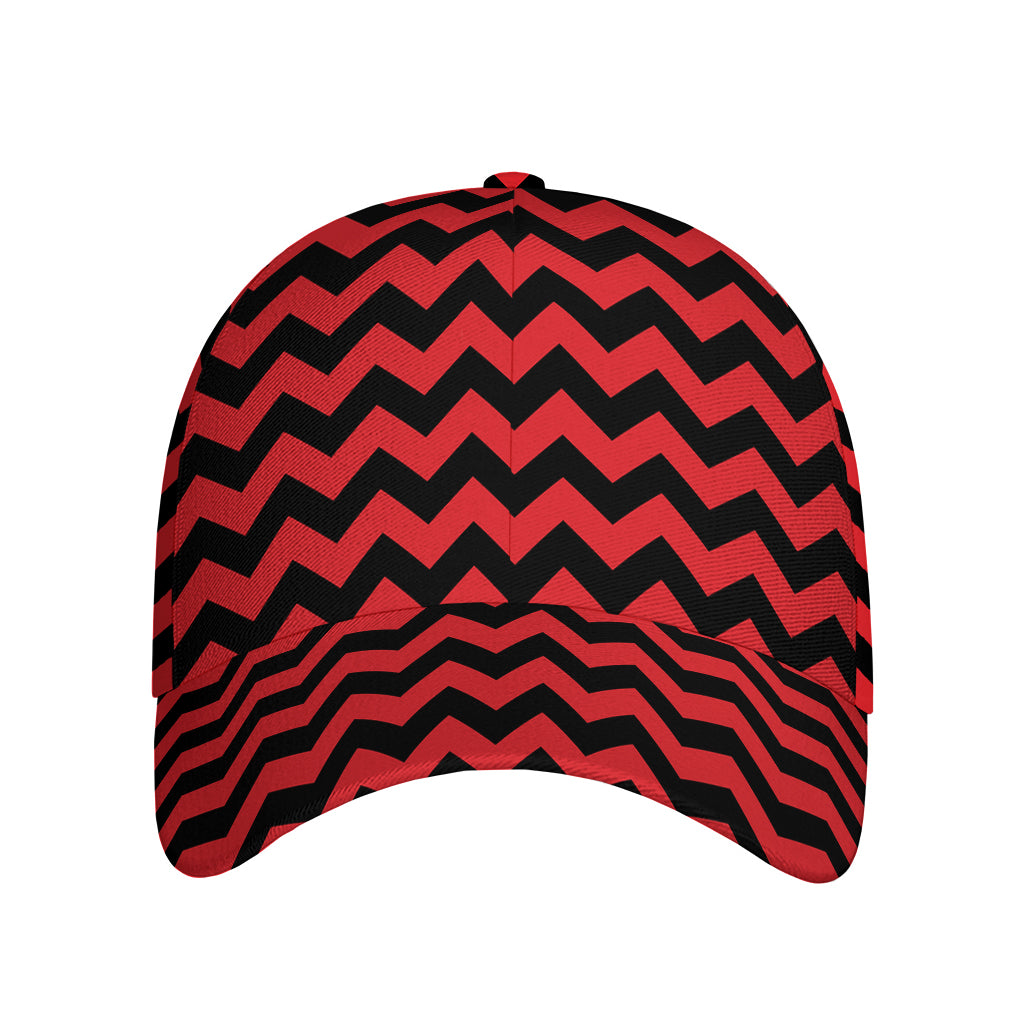 Red And Black Chevron Pattern Print Baseball Cap