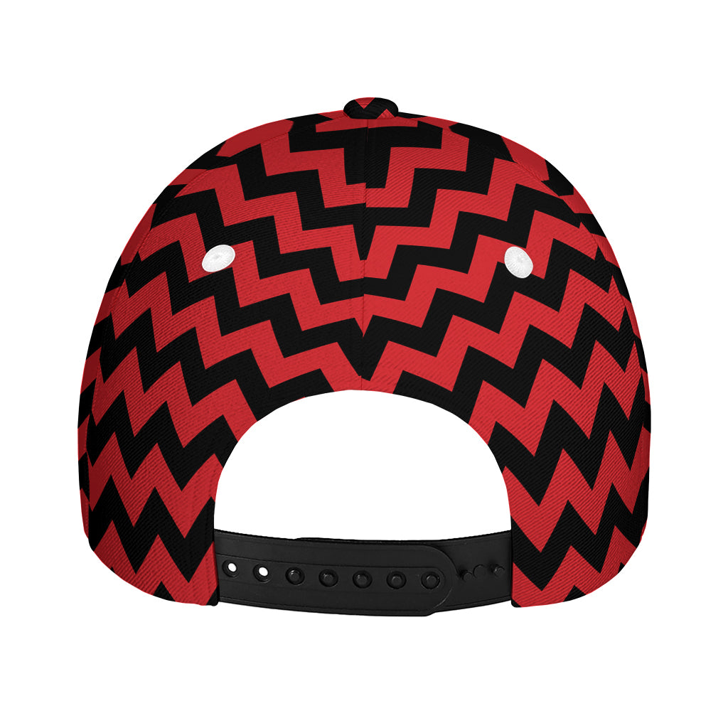 Red And Black Chevron Pattern Print Baseball Cap