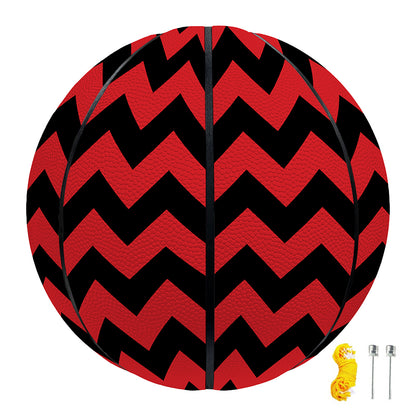 Red And Black Chevron Pattern Print Basketball