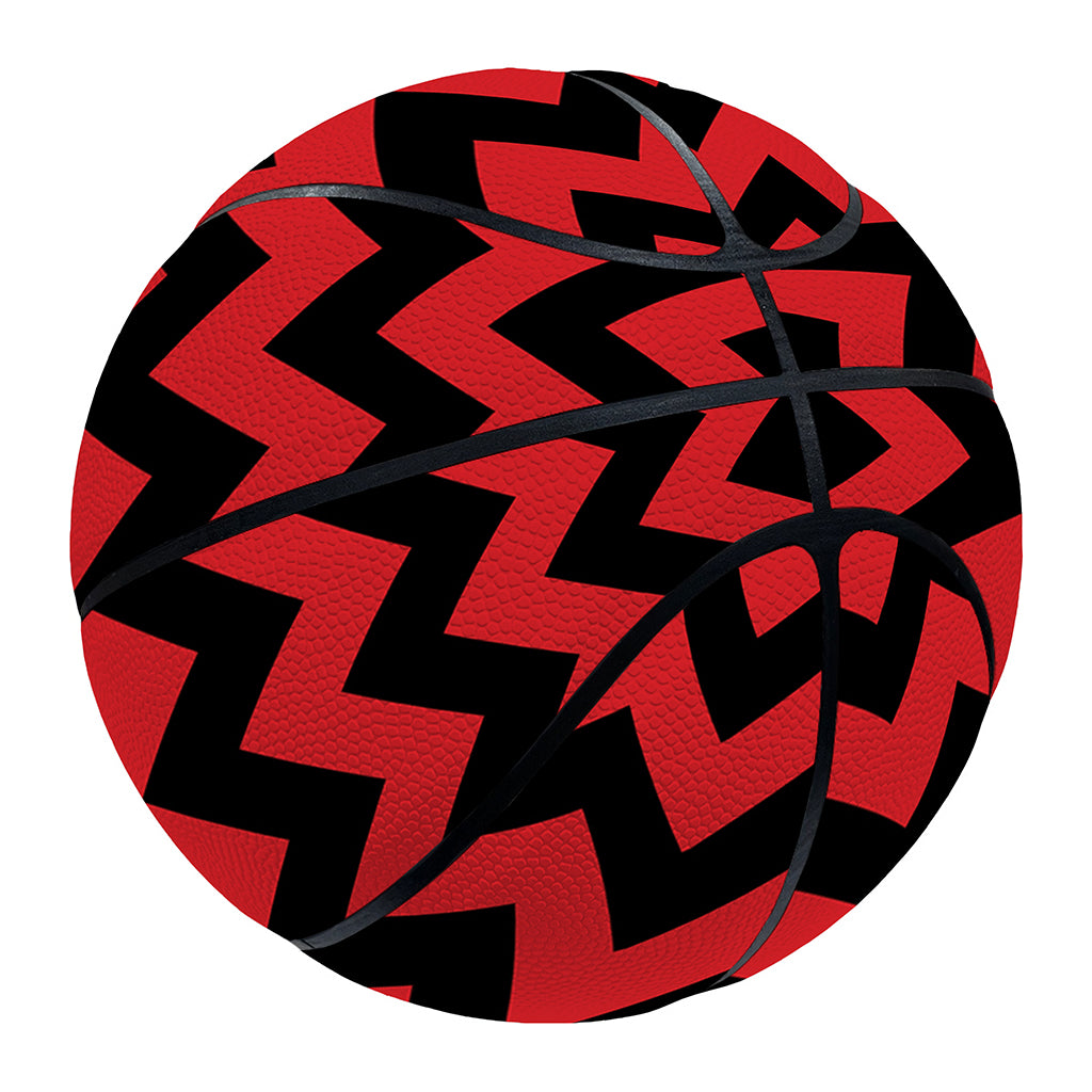 Red And Black Chevron Pattern Print Basketball